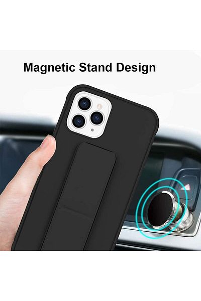 Generic Case Cover For iPhone 13 Pro with Magnetic Stand & Holder, Premium Silicone Hand Strap and Grip
