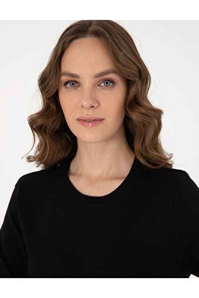 Pierre Cardin Black Slim Fit Crew Neck Basic Sweater 50315758-Vr046