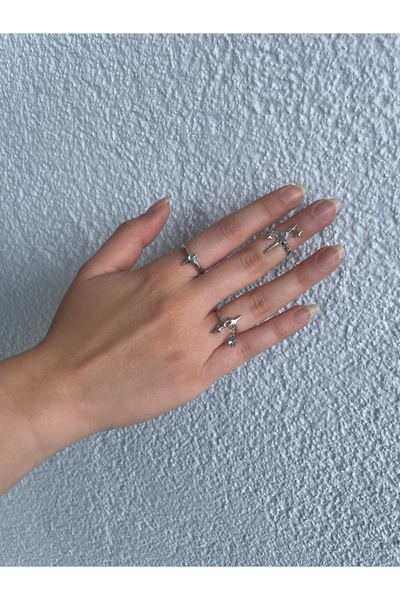 Home Kutup Yıldızı Temalı Özel Tasarım Ayarlanabilir 3 Lü Gotik Yüzük Seti