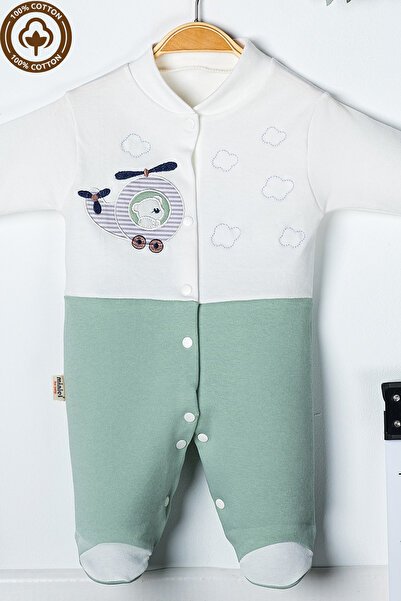 Miniel 3-6-9 Months Baby Boy Overalls - Teddy Bear Embroidered, cotton Booties
