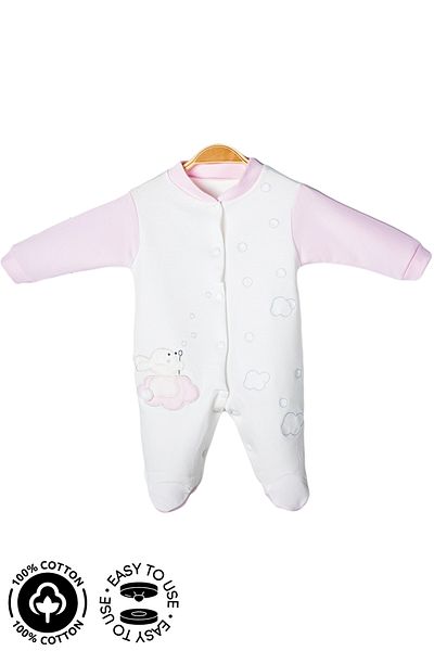 Miniel 3-6-9 Months Unisex Baby Onesie - Cloudy, Rabbit Embroidered, Organic Cotton and Booties