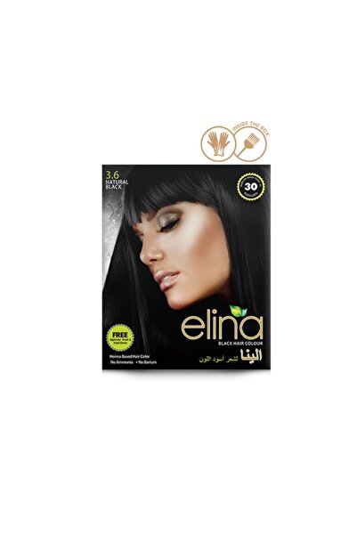 Elina صبغة شعر بالحناء - أسود (عبوة من 6 قطع)