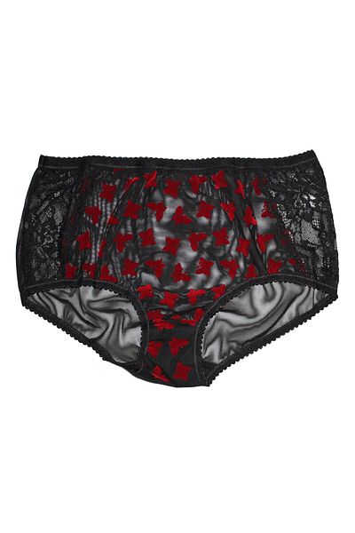 Miss Elit Full Transparent 6 Pieces Transparent Black Butterfly Patterned High Waist Panties Black Quality