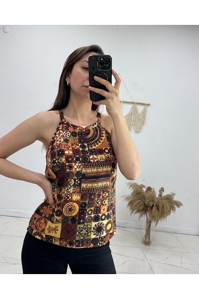 TEXTURA Stylish Halter Neck Blouse - Woven Fabric - Modern and Relaxed Fit