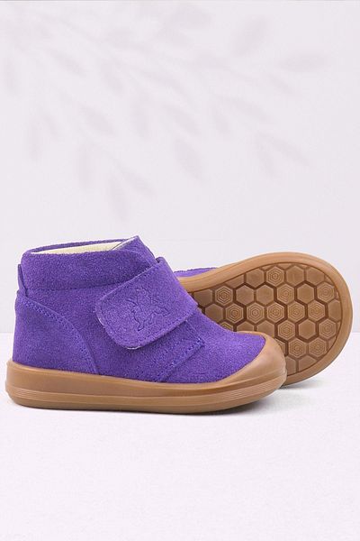 Rakerplus Yoohoo Genuine Leather Purple Velcro Baby Girl Boots