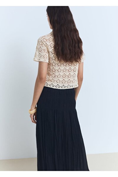 MANGO Woman Kısa kollu kroşe kazak