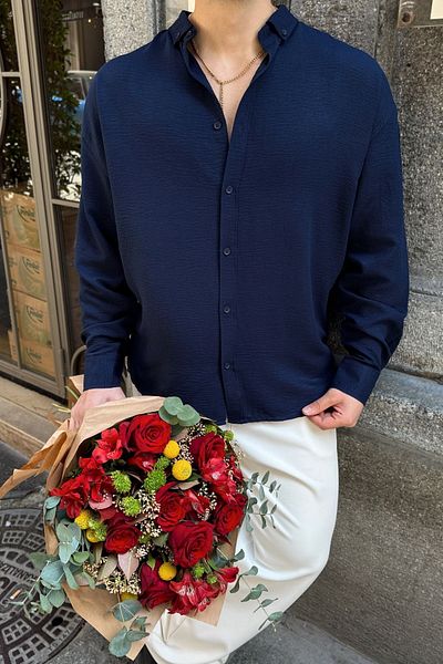 Livio Ferri Ανδρικό πουκάμισο Zoro Extra Soft Linen Look με μακρύ μανίκι, ελαφριά υφή