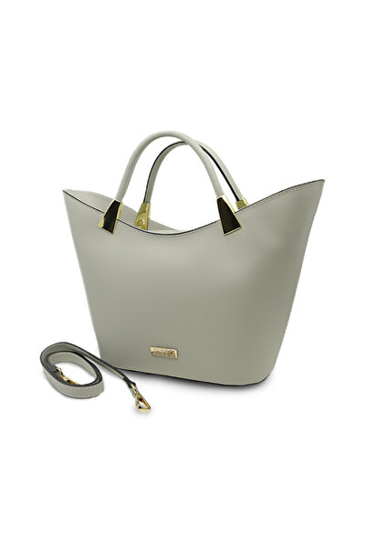 BESSO Geantă Dolce Eleganța din piele naturală albastru deschis