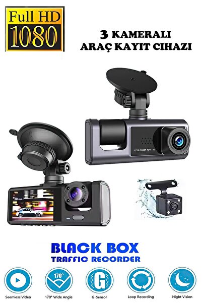 Genel Markalar Araç Içi Kamera (1080P FULL HD /170 GENİŞ AÇI /3 KAMERALI GECE...