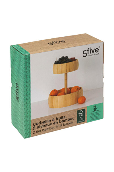 Five Simply Smart Sustainable 2-Tier Bamboo Fruit Basket