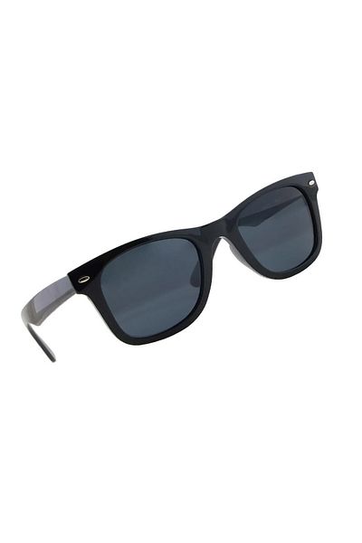 Roger Bacon Wayfarer Black Men's Sunglasses Glossy Frame Cross Cut