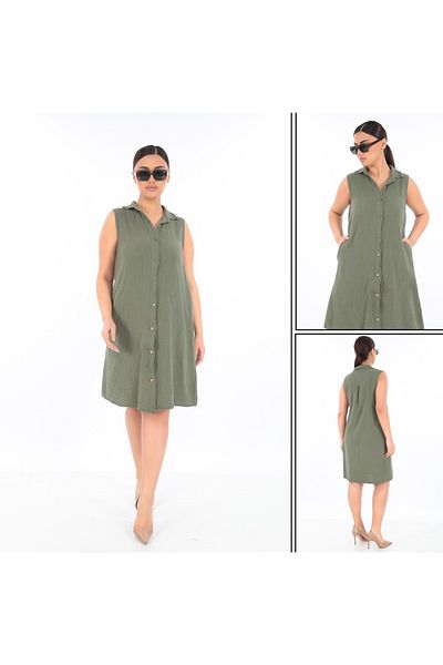 TEXTURA ✅   Florya Dress - with Pockets, Muslin Fabric, Ideal for Everyday Use