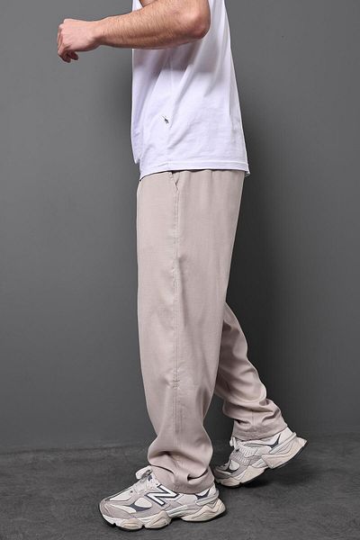 Slatra Ανδρικό υφασμάτινο παντελόνι Beige Baggy Fit Lard