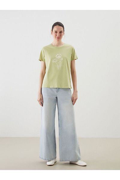 LC Waikiki Crew Neck Printed Combed Women's T-Shirt