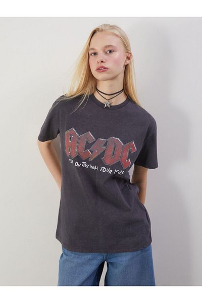 LC Waikiki Crew Neck Ac/Dc Printed Women's T-Shirt
