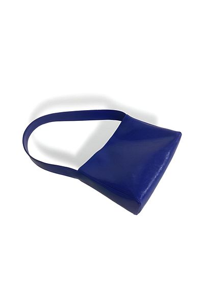 YMZBAG Geantă de umăr de damă din piele lacuită de mărime medie bleumarin