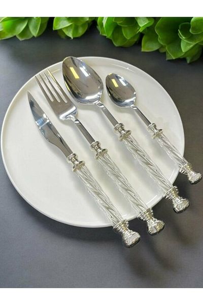 ROY KING CRYSTAL 24 PIECE DISH SET SILVER