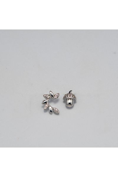 Piercing by Sever Combined Leaf and Bonito Steel Piercing… Silver/Silver Color, Transparent Stone (Targus Helix Conch Flat)