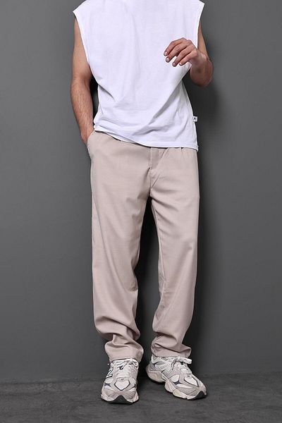 Slatra Ανδρικό υφασμάτινο παντελόνι Beige Baggy Fit Lard