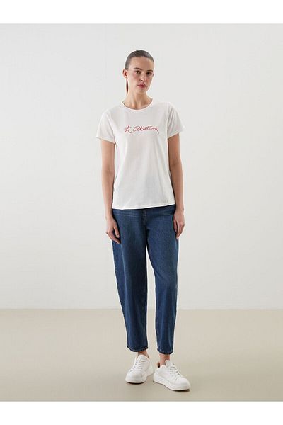 LC Waikiki Crew Neck Women's T-Shirt with Atatürk Signature Print