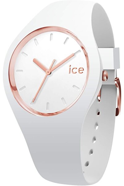 Ice Watch ساعة ICE Glam النسائية باللون الأبيض والذهب الوردي مع حزام من السيل...