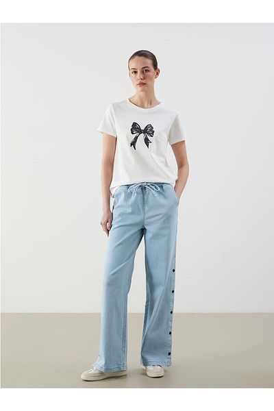 LC Waikiki Crew Neck Bow Printed Women's T-Shirt