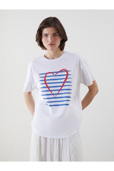 LC Waikiki Γυναικείο μπλουζάκι με στάμπα Crew Neck