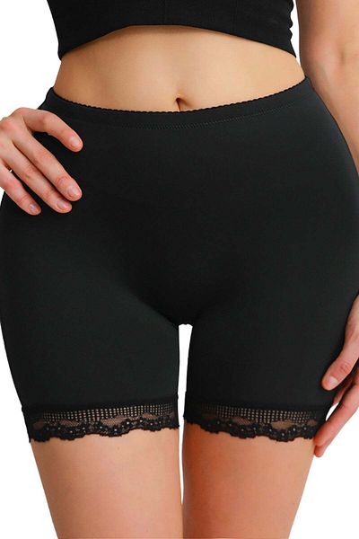 Ethab Ticaret Women's Black Pop up Buttock Lifting and Shaping Lace Long Shorts Panties