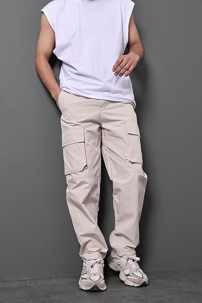 Slatra Ανδρικό υφασμάτινο παντελόνι μπεζ Cargo Baggy Parachute