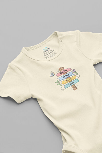 Overoz All Roads Lead to Me Written Baby Bodysuit with Snap Fasteners Badi Zı...