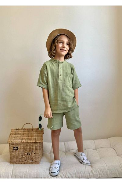 Jolly Kids Boy's Muslin Fabric Judge Collar Suit