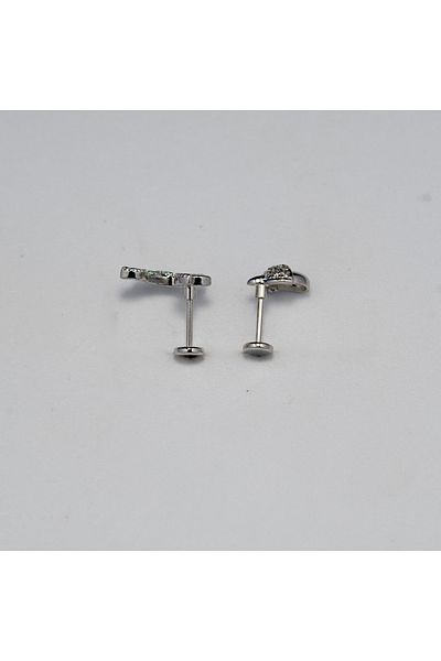 Piercing by Sever Combined Leaf and Bonito Steel Piercing… Silver/Silver Color, Transparent Stone (Targus Helix Conch Flat)