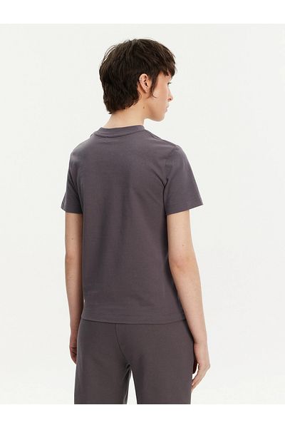 Calvin Klein Women's Short Sleeve Crew Neck Ck Text Detail Reqular Fit Gray T-Shirt J20J 225256 -Pmp