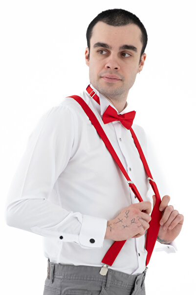 ELROZO Set of Trousers Suspenders and Bow Tie