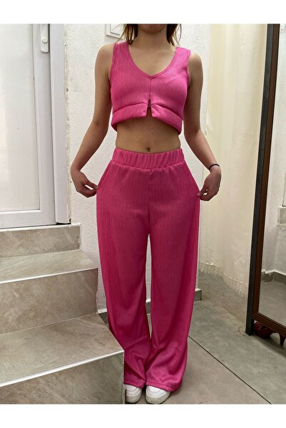 Kadın Palazzo pantolon crop takım