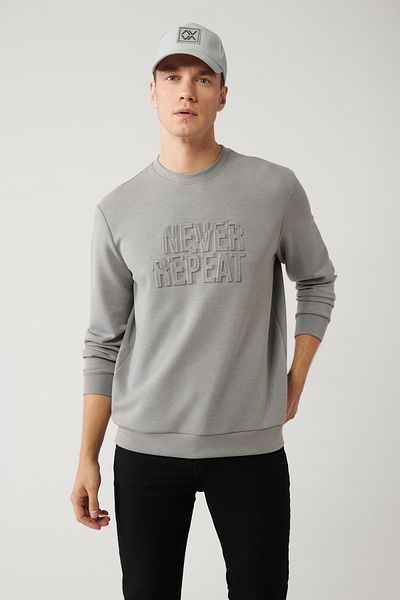 Avva Ανδρικό φούτερ σε γκρι Crew Neck Soft Touch Waffles A41y1235