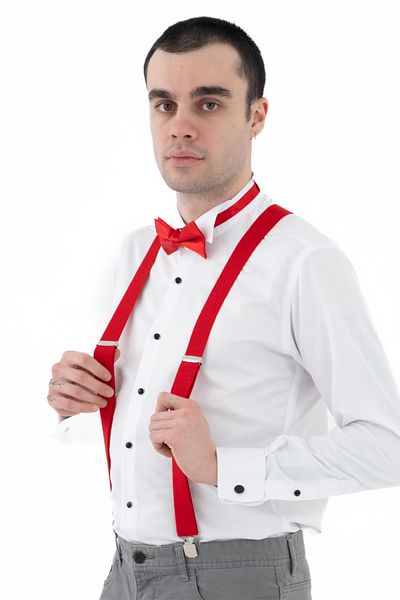 ELROZO Set of Trousers Suspenders and Bow Tie