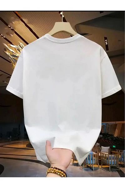 Let's Wear Μαύρο εμπριμέ ανδρικό μπλουζάκι με λαιμόκοψη