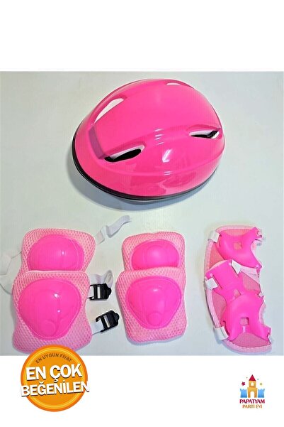 PapatyamPartiEvi Çocuk Kask Dizlik Dirseklik Eldiven Seti Pembe - Güvenli ve ...