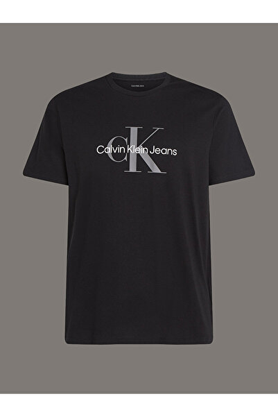 Calvin Klein Erkek Logolu Bisiklet Yaka Kısa Kol Standart Siyah T-Shirt LV040...