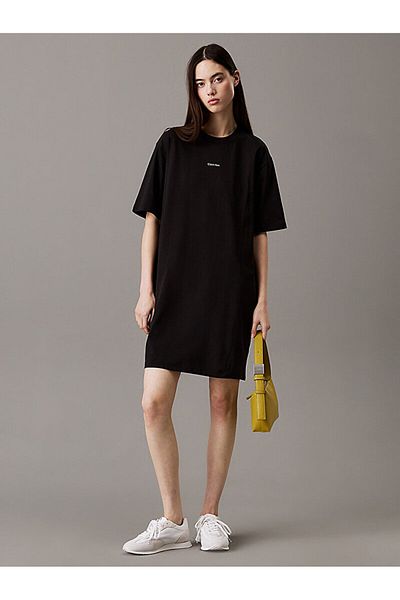 Calvin Klein Women Above Knee Length Reqular Fit Crew Neck Cotton Black Dress J20J 225289 -Beh