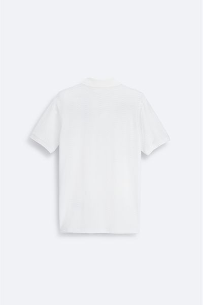 Avva Men's Ecru Apaj Collar Jacquard T-Shirt A41Y1068