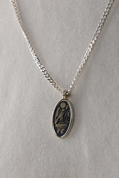 Ricco Jewellery 925 Ayar Gümüş Old Money Mısır Hiyeroglif Gurmet Kolye