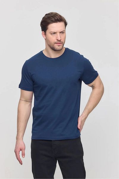 PHANTOM JEANS Men's Navy Blue Lycra Stylish Cotton Slim Fit Slim Fit Crew Neck Basic T-Shirt