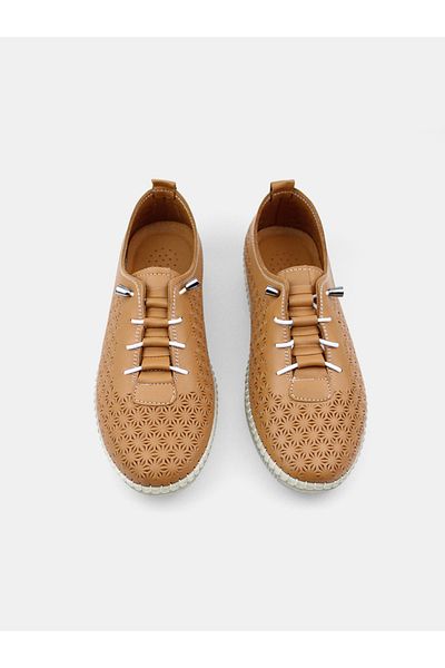 MAGGIO Women's Genuine Leather Tan Daily Comfortable Flexible Sole Shoes
