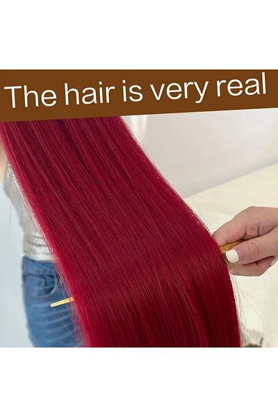 OEM Redhead Ponytail Hair Extension, 80 cm, straight, long hair, synthetic fiber with natural look