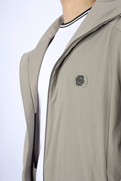 BOSS Erkek Regular Fit Fermuar Kapamalı Uzun Kollu Dik Yaka Gri Spor Eşofman Takımı 50531912-334