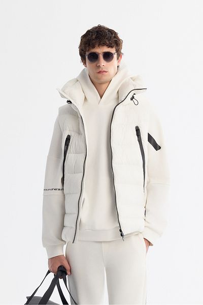 Avva Men's White Hooded Water Repellent Windproof Puffer Vest A42Y6504