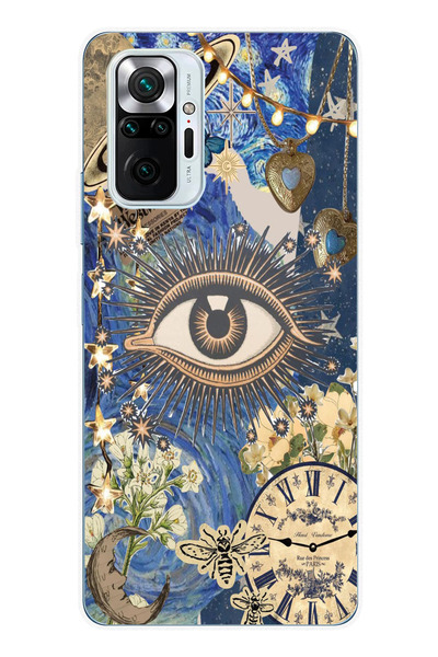 moonset Xiaomi Redmi Note 10 Pro Uyumlu Göz Tasarımlı Baskılı Şeffaf Telefon ...