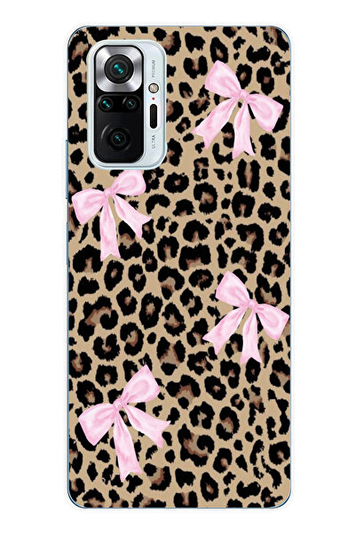 moonset Xiaomi Redmi Note 10 Pro Uyumlu Leopar ve Fiyonk Tasarımlı Baskılı Şe...